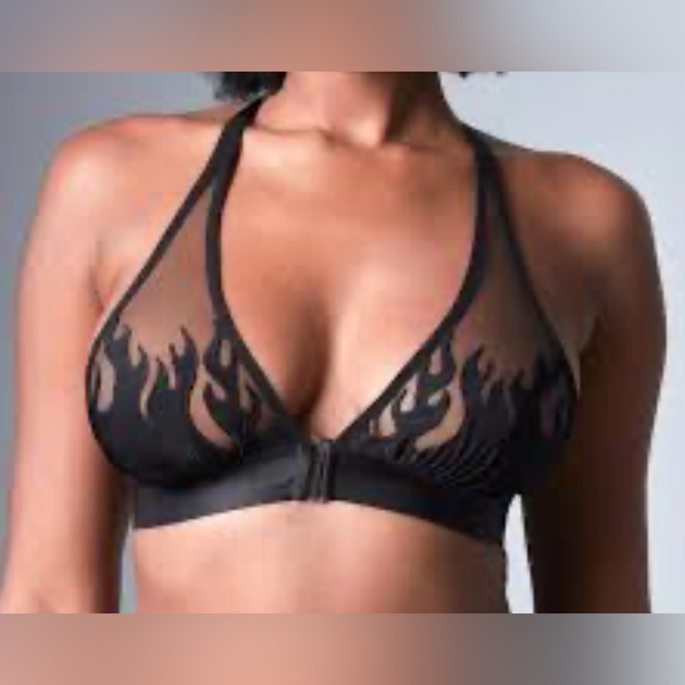 Thistle and Spire Black Flame Mesh Bralette XL/1X